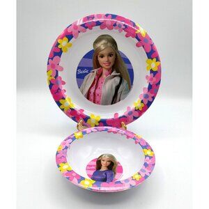 Vintage Home Presence Mattel Barbie Melamine Flowers Pink Plate & Bowl Set 2000